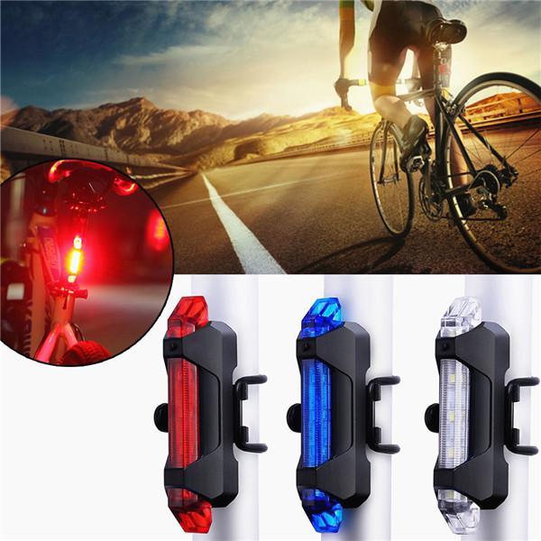 2X USB Bike Rear Tail Light LED Bicycle Warning Safety Rechargeable Lamp 4Modes