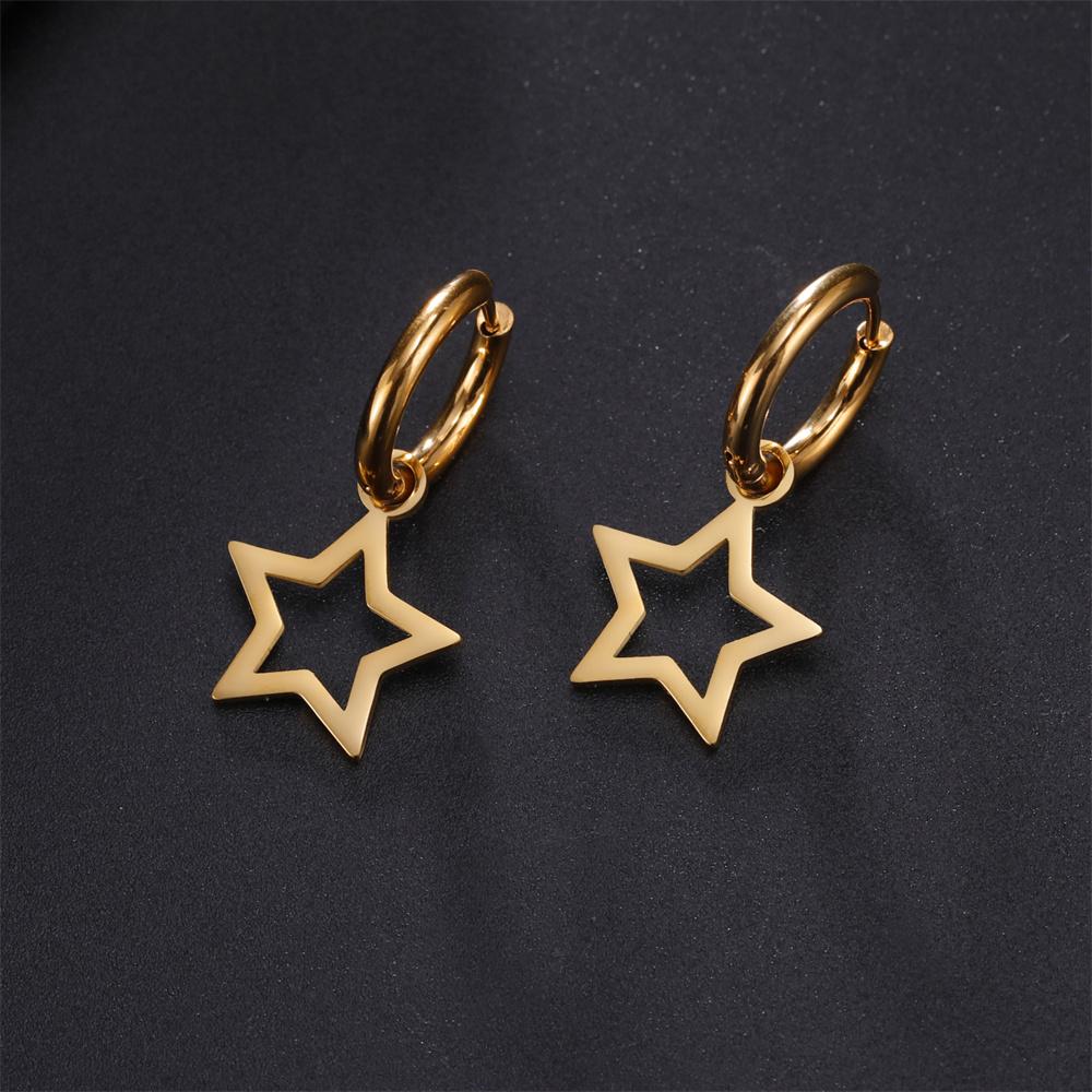 My Shape Lovely Flower Hoop Earrings for Women Gifts Stainless Steel Heart Sun Maple Leaves Earrings Fashion Jewelry Wholesale