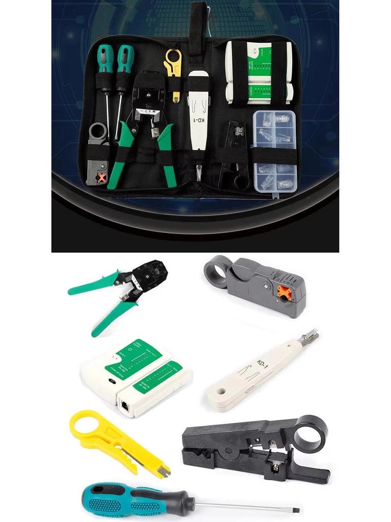 Network Tool Kit: Punch Down, Crimping, Cable Tester, Wire Stripper, Cutting, Terminals