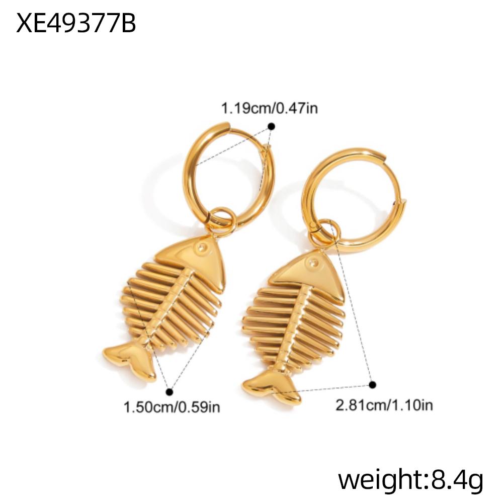 CARLIDANA Fashion Gold Plated Starfish Shell Stud Earrings Open Rings High Quality Stainless Steel Ocean Elements Jewelry Set