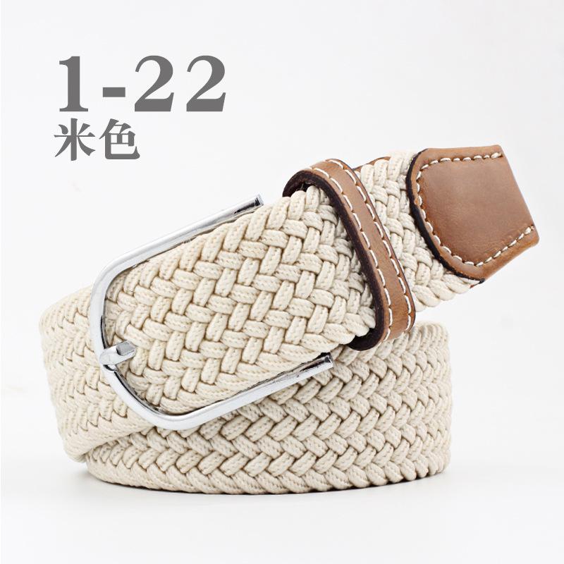 Women Casual Knitted Pin Buckle Without Holes Men Belt Woven Canvas Elastic Expandable Braided Stretch Belts for Female Jeans