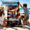Asciugamano da Spiaggia Personalizzato con Nome e Stampa del Barcellona FC, per Viaggio Campeggio Festa in Spiaggia Decorazione Casa, Regalo di Compleanno per Famiglia e Amici