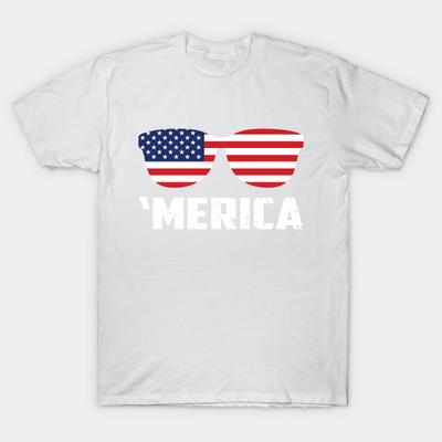 T-Shirt Damen Merica Sonnenbrillen T-Shirt zum Verschenken Harajuku Print Kawaii T-Shirt Sommer Kurzarm Damen T-Shirt Top Tee