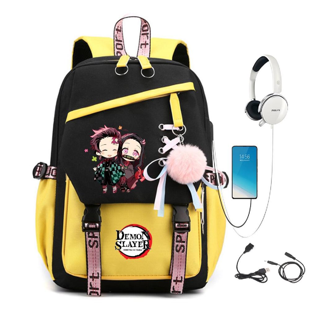 Peripheral Spine Backpack Strap Usb Multifunctional Student Schoolbag Animation Cartoon Children'S Backpack