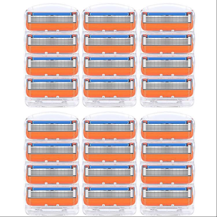 Orange Five-Blade Manual Razor with Universal Blue Cartridge Head