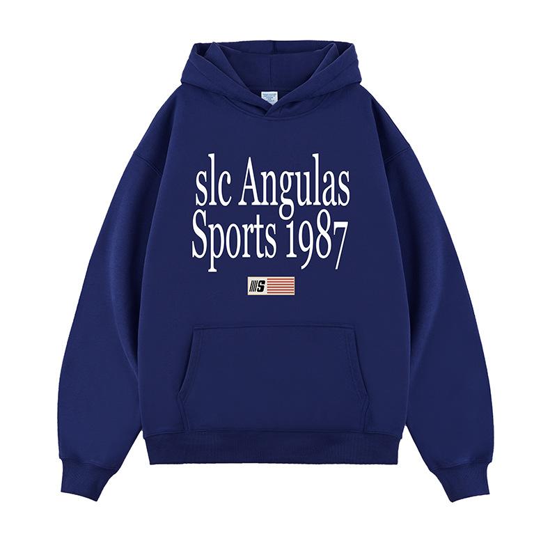 Pullover Printing and Velvet Hooded Sweater Men's Autumn and Winter New Relaxed Leisure