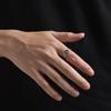 Adjustable Open Ring Men Women Vintage Basketball Motif Geometric Plated Copper Statement Jewelry