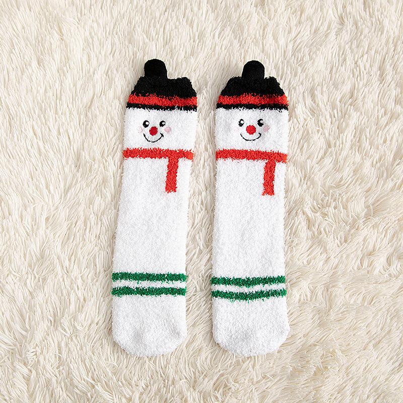 Coral Fleece Socks - Children's Non-shedding Christmas Stockings with Embroidered Deer Designs, Floor Socks, Sleep Socks, Thick and Warm.