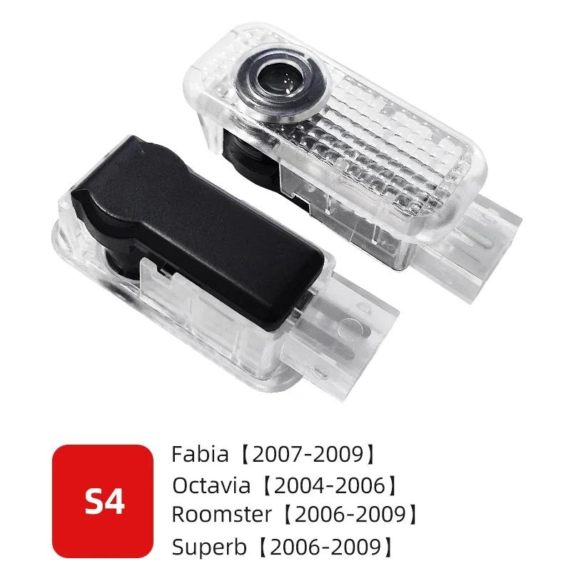 2025 Neu 2 Stück LED Auto Tür Dekoration Willkommensleuchten Projektorlampe Für skoda Superb SUPERB Superb Octavia Fabia Roomster Zubehör