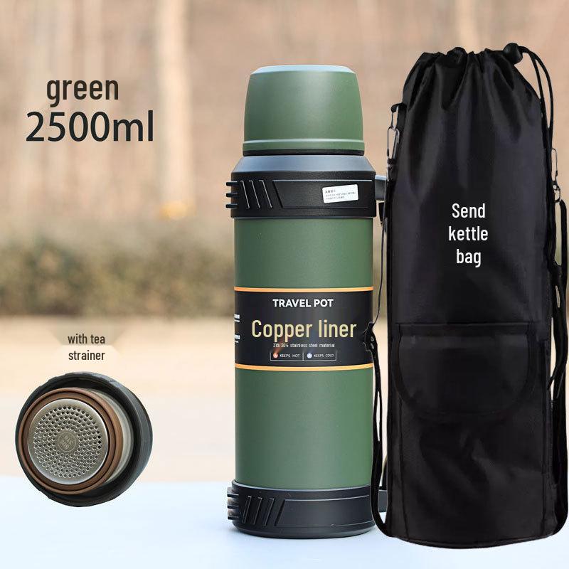 316 Stainless Steel Outdoor Thermos with Tea Separator and Infuser, 2500ml Large Capacity Kettle