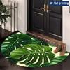 1Pcs Tropical Fern Semi Circle Welcome Doormat Non-Slip for Outdoor Patio Porch Kitchen Bathroom Entryway Floor Mat