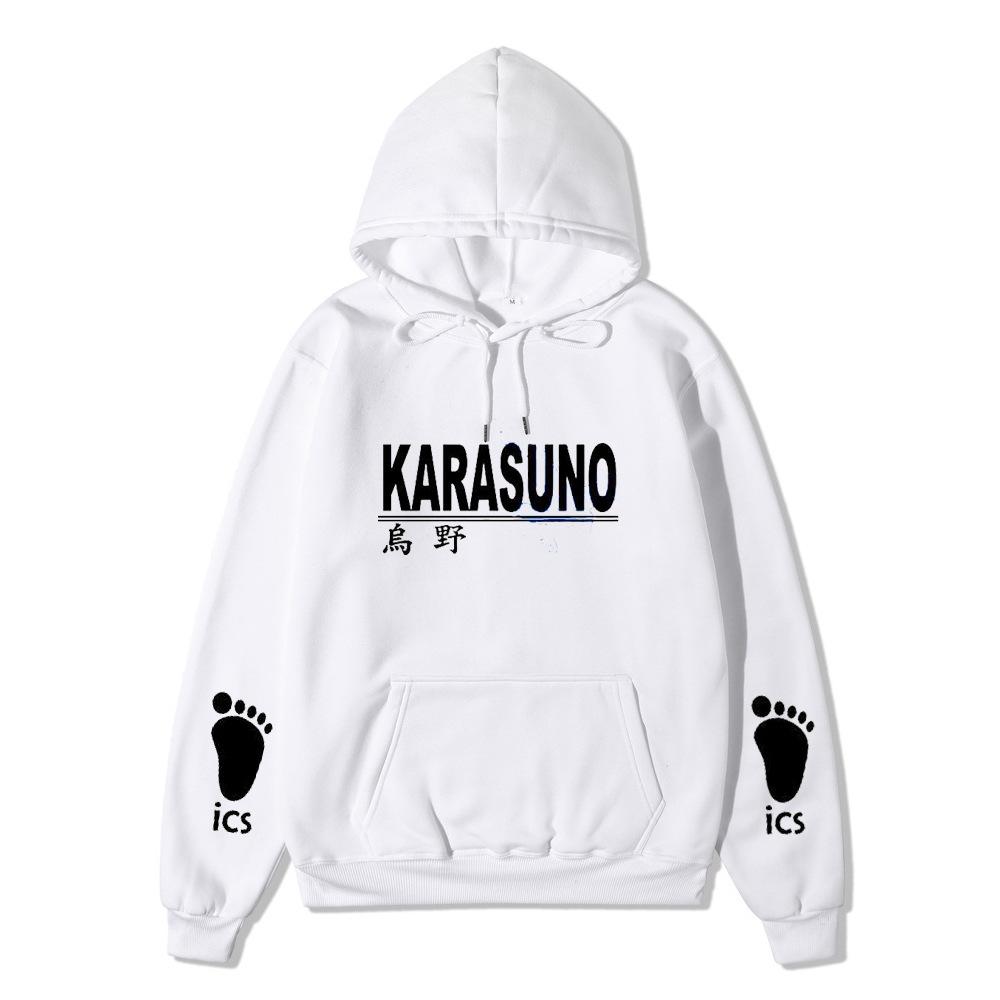 Uono High School Haikyuu Warm Fleece Lined Anime Pattern Hoodie for Men Women Autumn Winter Loose Casual Long Sleeve Pullover Fashion Sweatshirt S белый