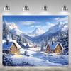 2D Snowy Cabin Forest Tapestry for Bedroom Living Room Winter Aesthetic Wall Decor