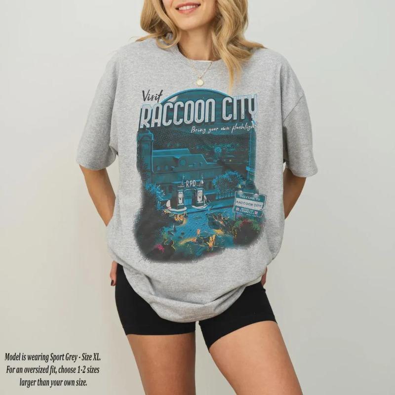 

Raccoon City Tourist Tshirt Retro Biohazard Tshirt for Unisex and Women Fashionable Summer Loose New Casual Tshirt 4XL
