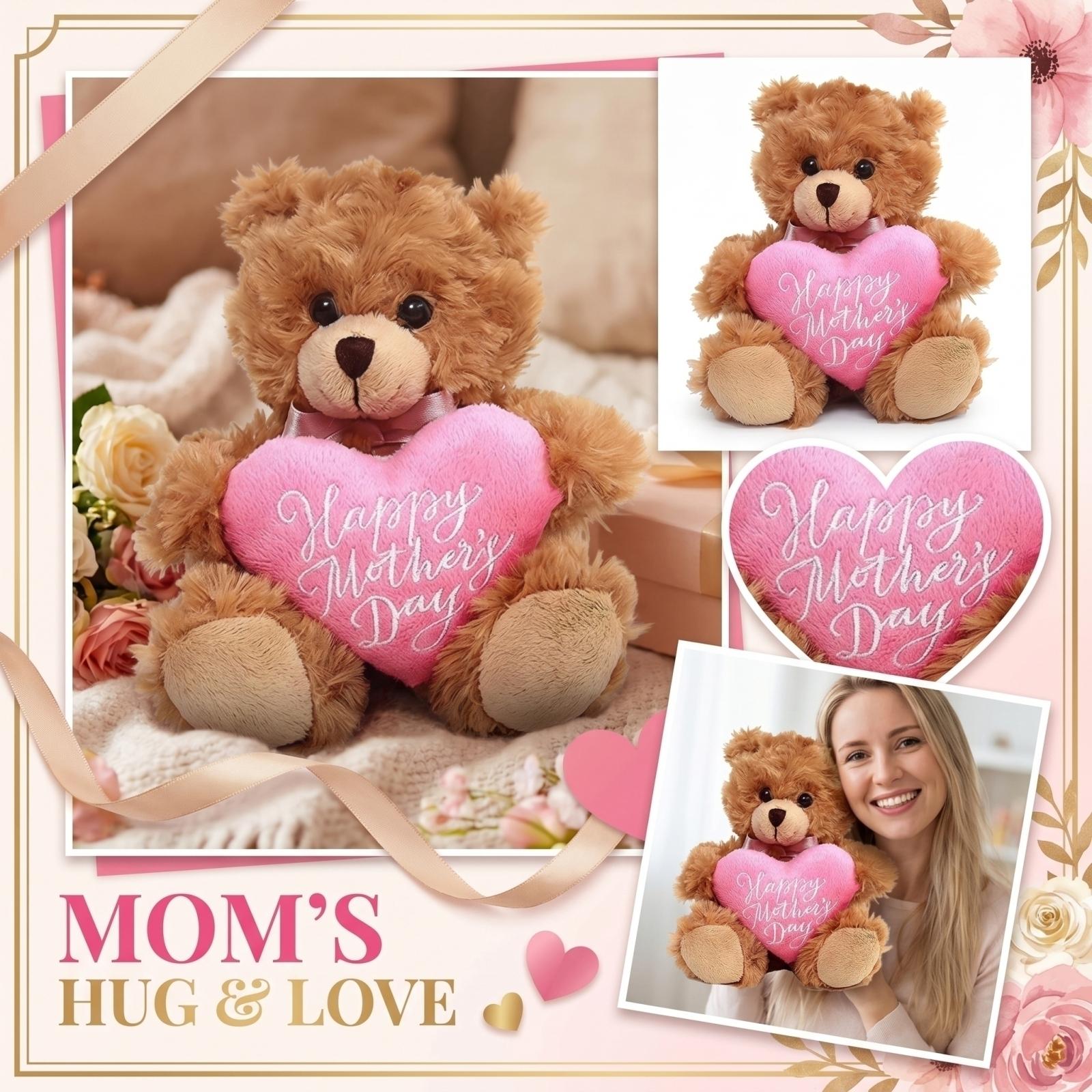 

Cute Plush Bear With Heart-shaped Handle, A Mother s Day Gift Or Souvenir. One Size