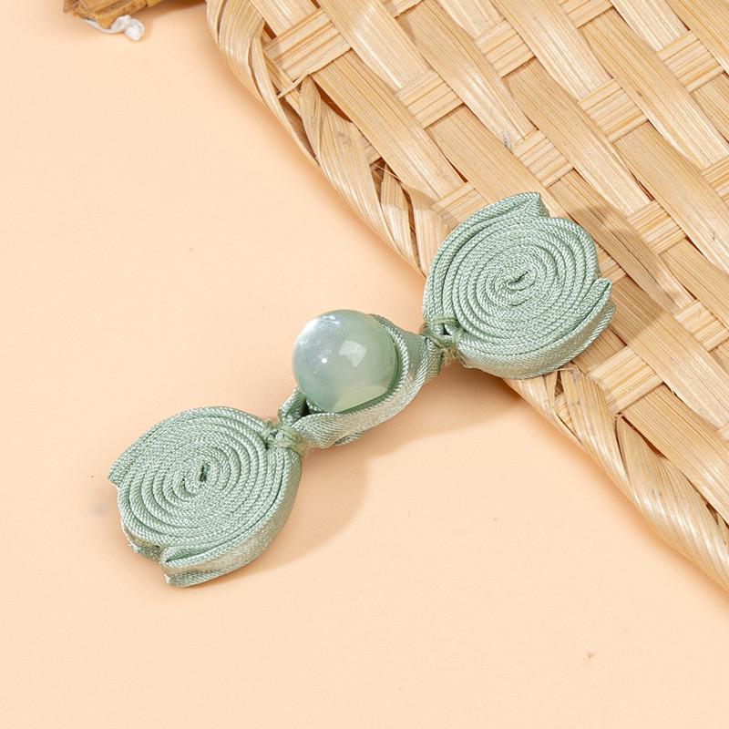 10pcs Jade Bead Flower Bud Frog Buttons Handmade Knot Closures for Qipao,Hanfu Tang Suit,Traditional Sew-On Garment Accessories