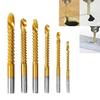 6Pcs Titanium Coated Drill Bit Set Saw Tooth Woodworking Drill Construction Site
