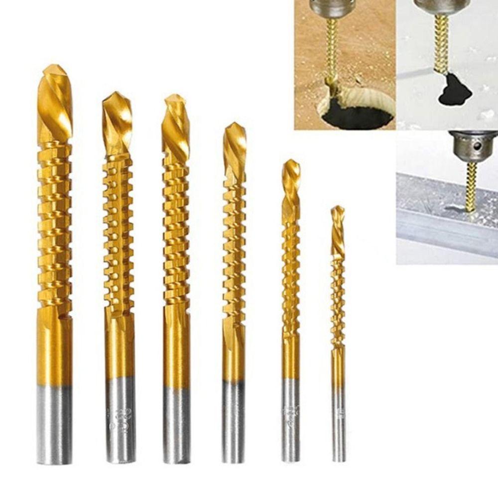 6Pcs High Speed Steel Drill Bit Set Saw Tooth Woodworking Drill Twist Drill Bit Construction Site