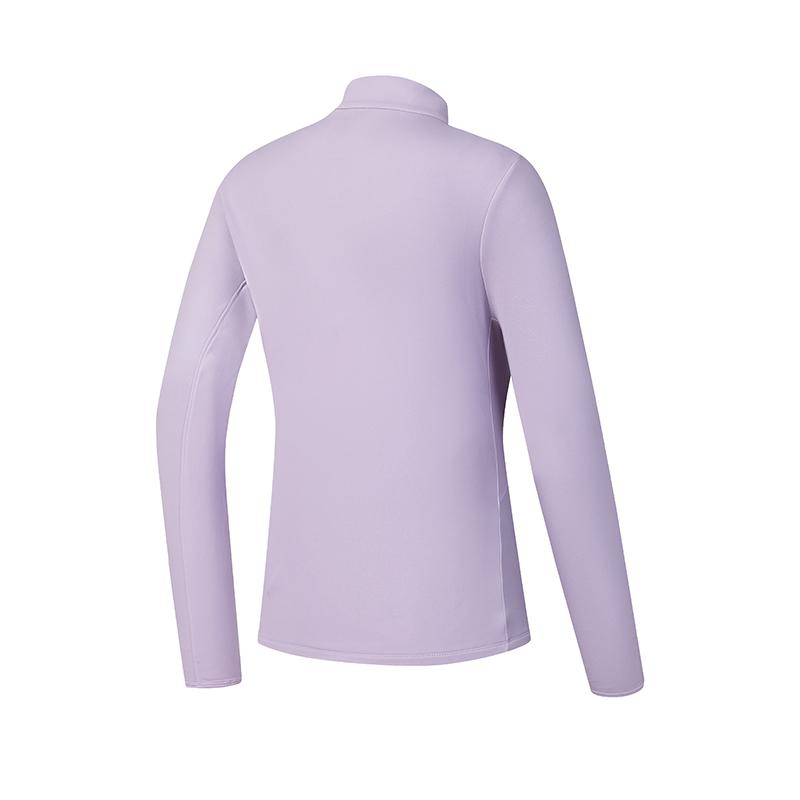 FILA Casual Half-Zip Stand Collar Long Sleeve T-Shirt Women Tops Magical-Purple A11W446204FPU