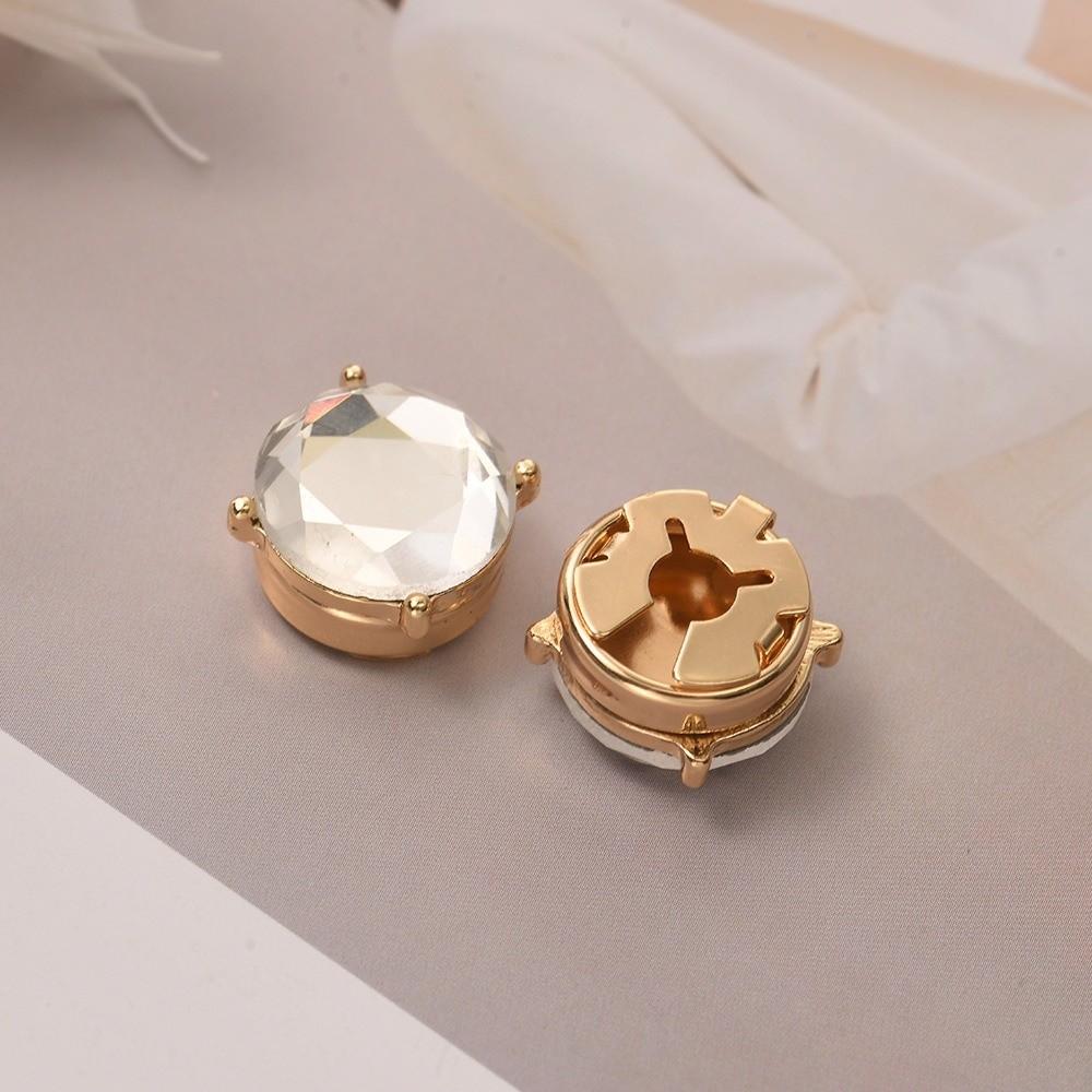 Brass Base Flower Sleeve Button Rhinestone Button Cover Clip  Suit Accessories