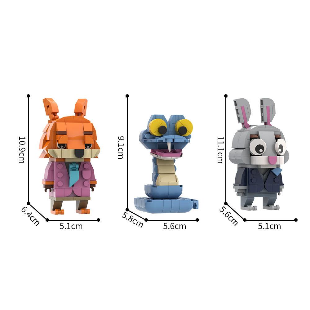 Non-Toxic 334Pcs Rabbit Fox Snake Model Building Blocks Anime Movie Series Small Particle Assembly Toy Animal Ornament Kid Holiday Gifts