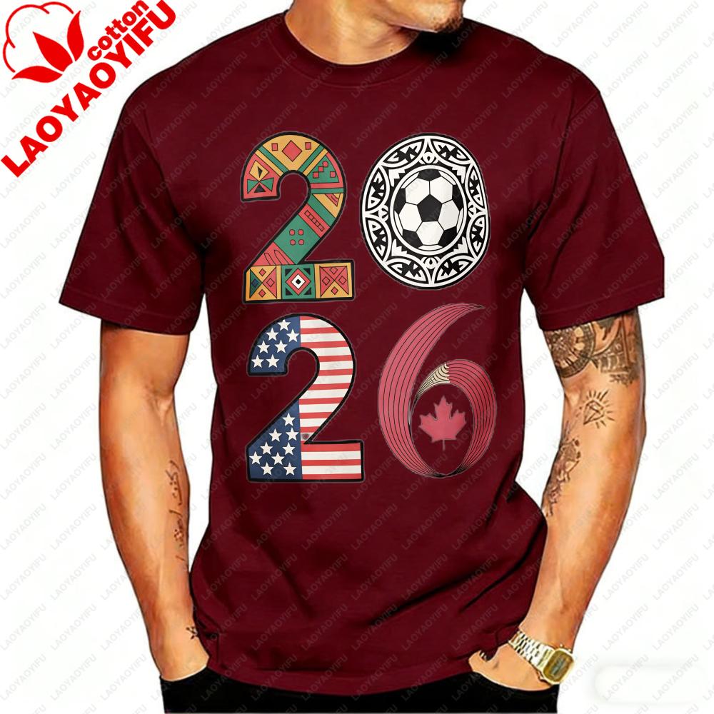 USA Canada Mexico Soccer T-Shirt Cotton Shirt Tribal & Flag Graphic Tee, Ideal Gift for North American Football Enthusiasts