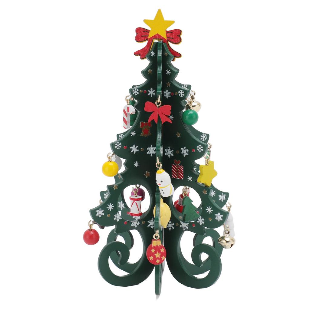 Mini Albero di Natale Decorazione Legno Divertente Artigianato Albero di Natale da Tavolo con Ornamenti per Soggiorno