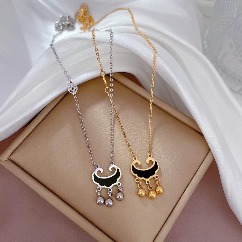 Coin Concentric Lock Double-Sided Furnace Real Gold Necklace Female Collarbone Chain With Jewelry