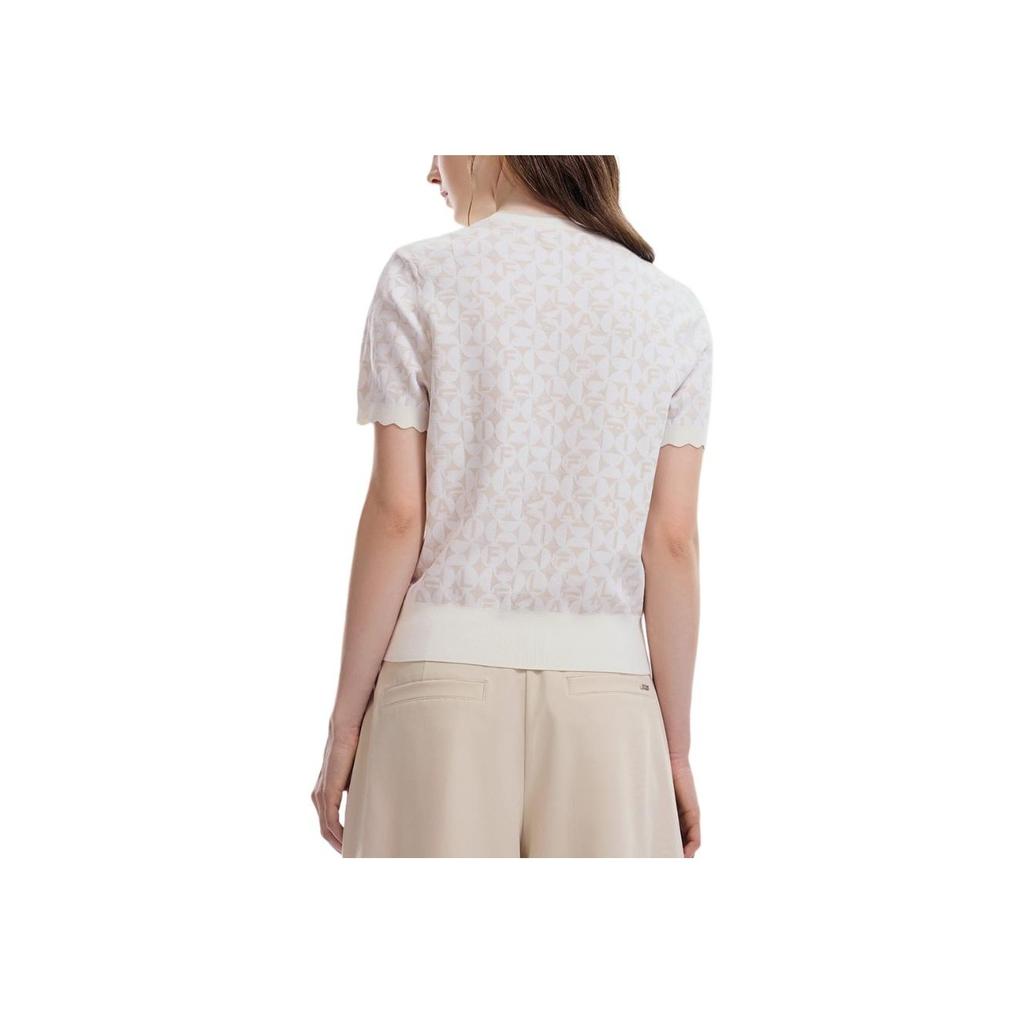 Fila Emerald Fashion Casual Printed Crew Neck Short Sleeve T-Shirt Women Tops White F11W334401FZB