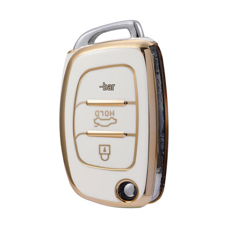 Premium Hyundai Key Cover: Mistra, Elantra, ix35, Santa Fe, ix25 - Gold Edged Full Wrap Protective Case.