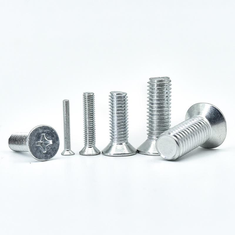 White Zinc Plated Cross Recessed Countersunk Head Screws & Bolts, Machine Thread, M3-M12