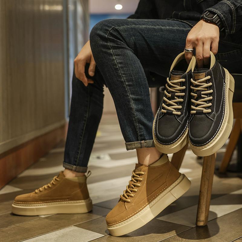Autumn mid-top board shoes retro platform high-top shoes casual Martin boots
