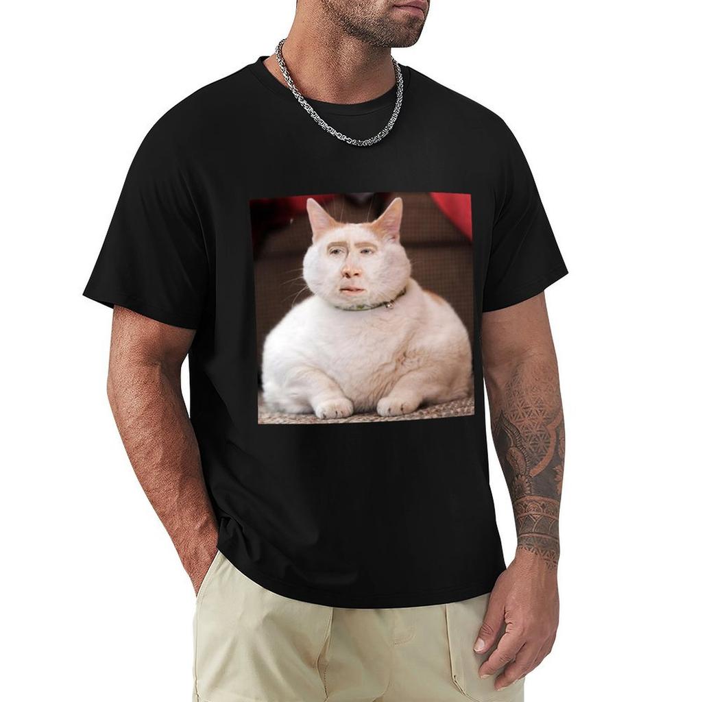 Nicolas Cage Cat Tshirt Basic Casual Wear Short Sleeve Top
