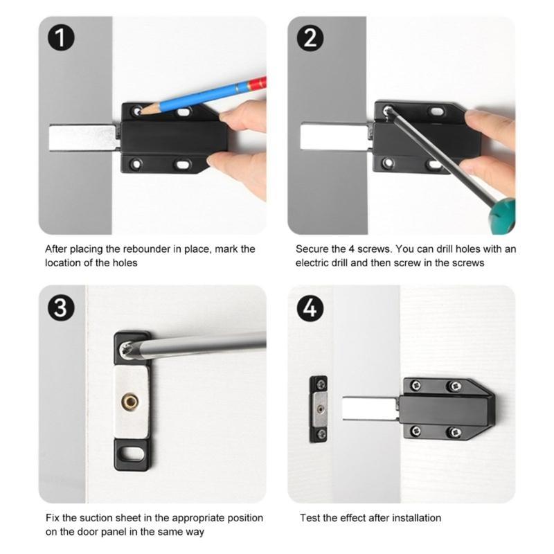 652F Push Release Cabinet Hardware Set 4 Screw Mounting Point Not Corrosion Finish Closers for Smooth Door Functionality