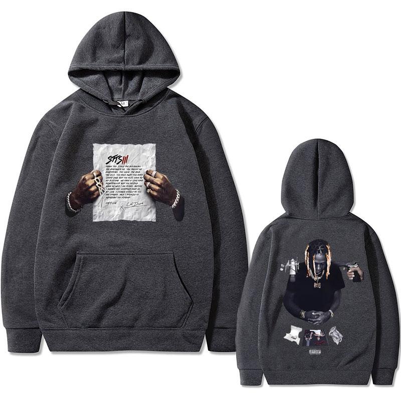 Rapper Lil Durk Double Sided Print Hoodie Men's Cool Streetwear Men Hip Hop Fashion Sweatshirts Male Vintage Oversized Hoodies