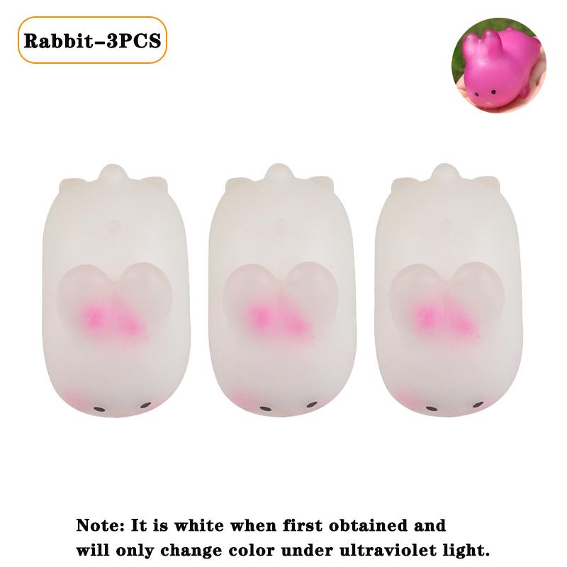 1-20PCS Color Changing Love Bunny Pinch Stress Relieving Toy Simulation Slow Rebound Adult Children's Toy Party Gift Easter Gift