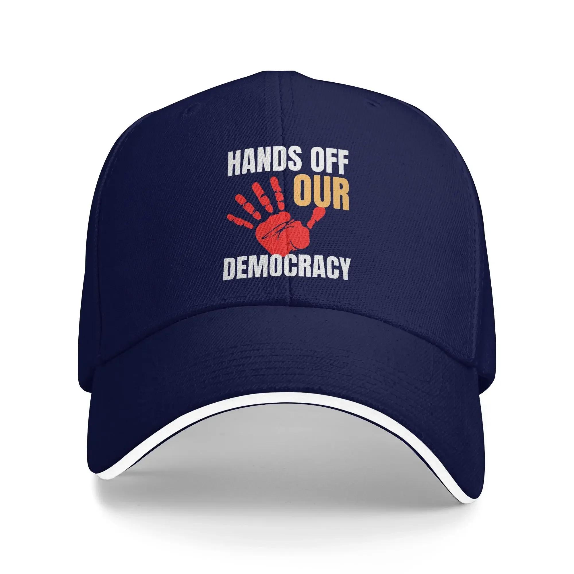 

Hands Off Casual Baseball Cap Summer Our Democracy Trucker Hat Hot Sale Outdoor Sports Snapback Cap Fitted Retro Baseball Caps One Size
