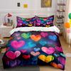 Colorful Hearts Pattern Design Bedding Duvet Cover Set Duvet Cover Pillowcases  (1*Duvet Cover 2*Pillowcases, Without Duvet Insert)