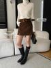 Sinan Send American Retro A-line High Waist Woolen Short Skirt SN8323
