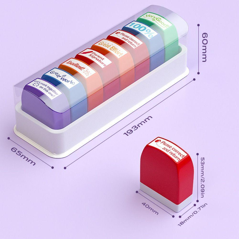 5/8Pcs Creative Auto-Refilling Stamp Colorful Teacher's Comment Stamp  Homework Evaluation
