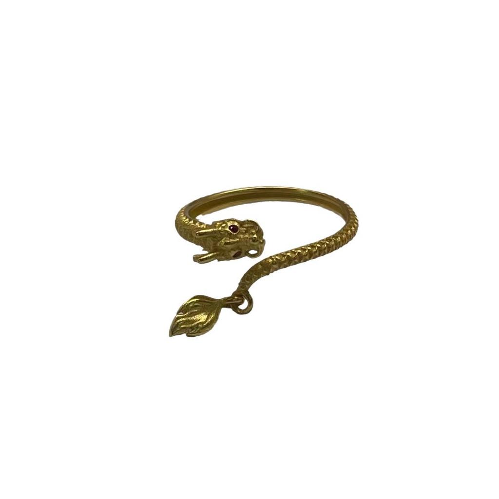S925 Silver Zodiac Dragon Year Natal Year Dragon Swinging Tail Ring Female Dragon Ring Design Golden Internet Celebrity New Year's Gift