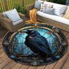 Raven Dark Fantasy Goth Round Rug Floor Mat Doorway Rug With Nonslip Backing Outdoor Patio Camping Rug Floor Mat Living Room Bedroom Decoration