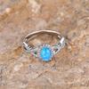 Small Oval Stone Blue Opal Ring White Zircon Hollow Infinity Engagement Rings For Women Trendy  Color Wedding Band Jewelry