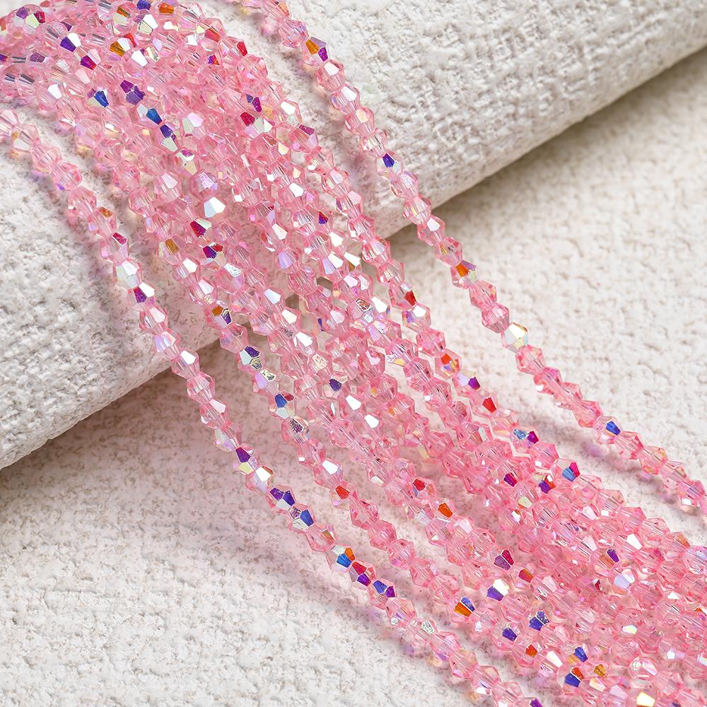 1 Strip 4mm Shiny Crystal Beads Bicone Beads 80pcs Glass Beads Loose Spacer Beads for Bracelet DIY Jewelry Making