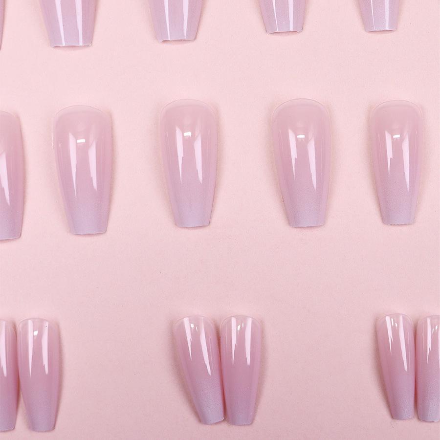 Light Pink Wave Pattern Medium-Long Detachable Wearable Nails