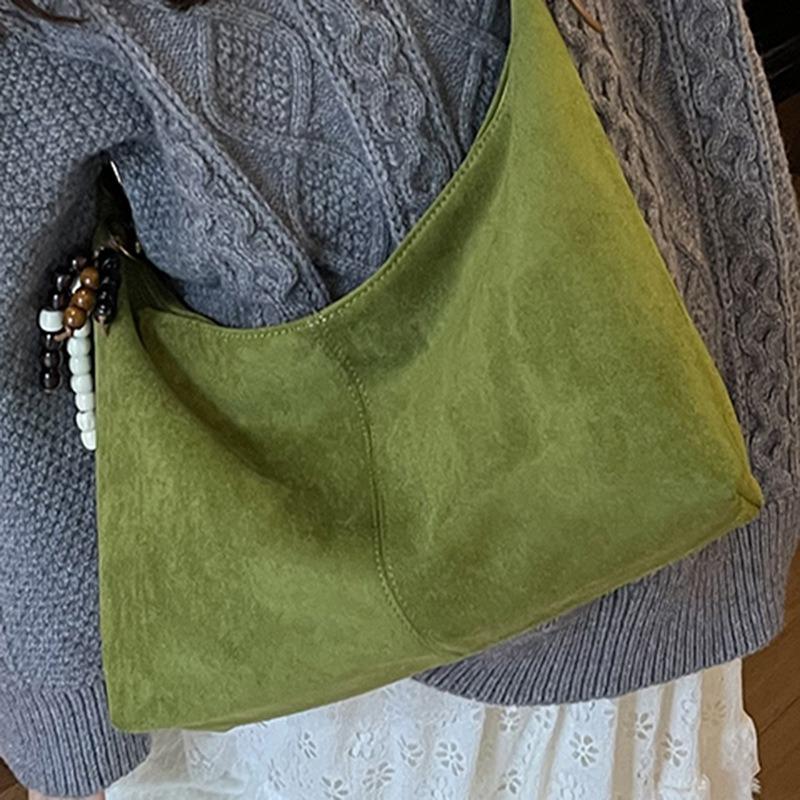 Retro suede bag women's autumn new niche bag plush fashion simple large capacity bag