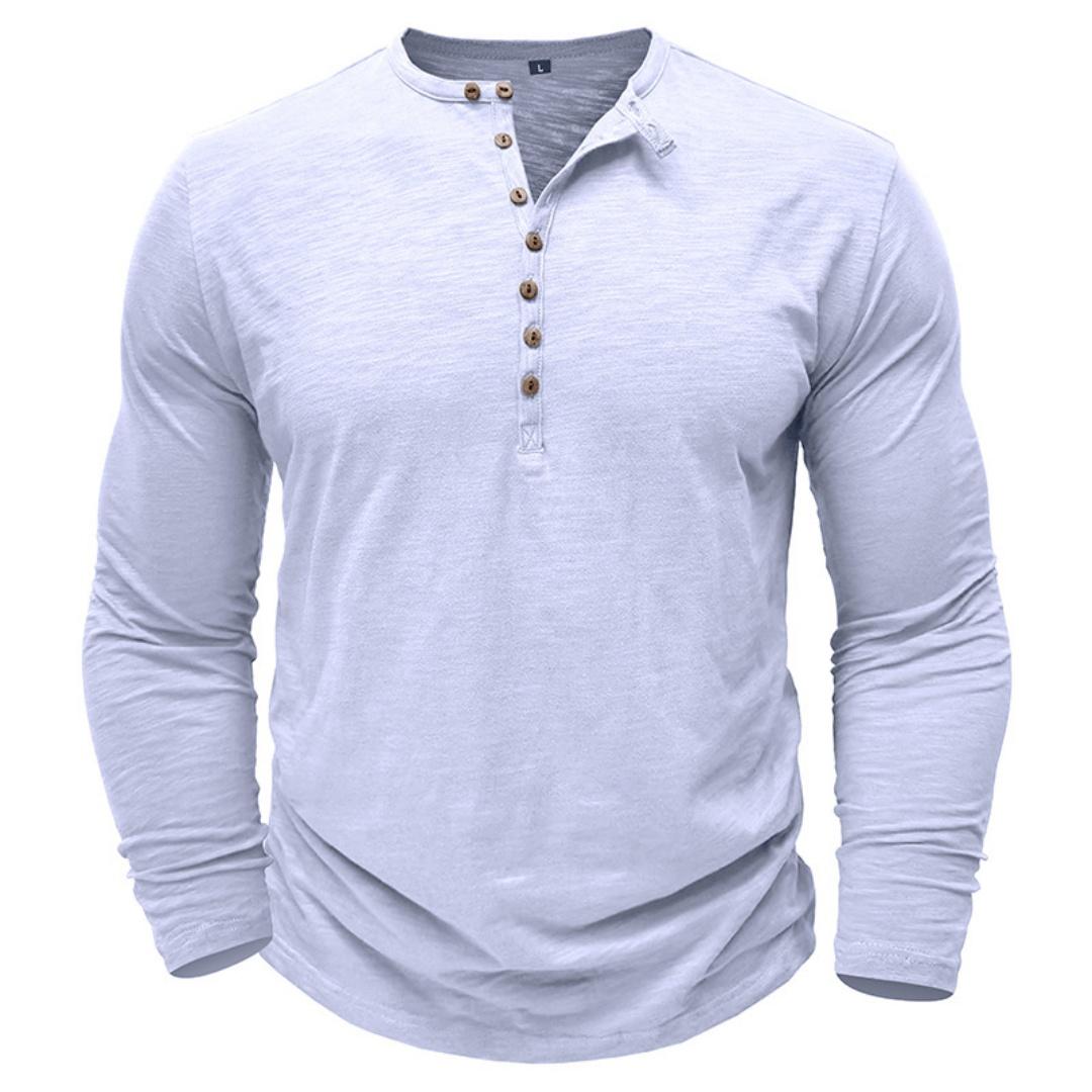 King Billion Lichtgewicht Zomer Katoenmix Lange Mouwen Top voor Mannen - Ademende Henley Nek Casual Tops in Effen Kleuren XL