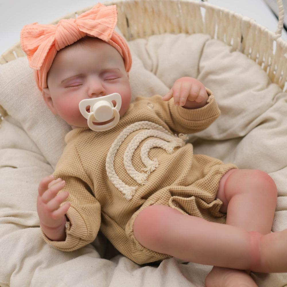 Lifelike 49cm Simulation Baby Rebirth Doll Open Mouth Soft Cloth Body Reborn Babies Doll Realistic 3D Painted Skin Newborn Dolls for Kids Holiday Gift