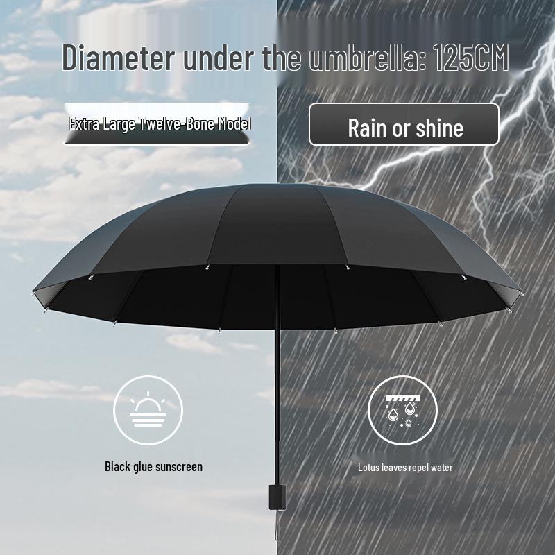 Extra Large Folding Umbrella for Two or Three People - Dual-Use for Sun and Rain with Sunscreen Sunshade