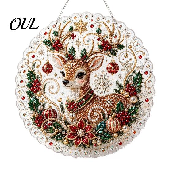 Acryl-Ornamente für Zuhause Weihnachtsbaum Hängender Schmuck, Kunst mit Kunstperlen DIY Malerei Feier Partyzubehör Sonnenfänger, 20cm Leuchtend